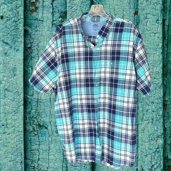 IZOD Mens Saltwater Relaxed Classics Short Sleeve Button-Down Blues/White XXL - Picture 7 of 7